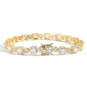 Pulsera de tenis cuadrada y redonda combinable, de cobre con incrustaciones de circonio, estilo hip-hop, y collar de moda Tanjing Lijing - Product Image 5