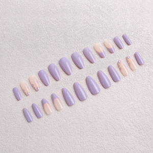 Faux ongles longs amande <span class=keywords><strong>couleur</strong></span> nude <span class=keywords><strong>violet</strong></span> <span class=keywords><strong>pastel</strong></span>, design brillant, <span class=keywords><strong>couleur</strong></span> unie, élégants, réutilisables, à presser, pour femmes, usage quotidien - Product Image 4