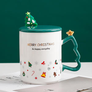 Taza de café de cerámica clásica de regalo de Navidad con tapa y cuchara <span class=keywords><strong>para</strong></span> hombres, mujeres, <span class=keywords><strong>parejas</strong></span>, estudiantes, desayuno en casa, Estilo clásico - Product Image 6