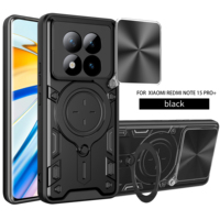 Étui magnétique Lichicase avec support pour Redmi Note 17 Note 17 Pro+ Texture CD Couvercle coulissant pour appareil photo avec lumière flash d'appel entrant