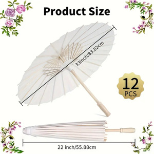 Parasol en papier blanc pour adultes, parapluie à dessiner soi-même pour décorations de mariage, ouverture manuelle facile, accessoires photo populaires, artisanat - Product Image 4