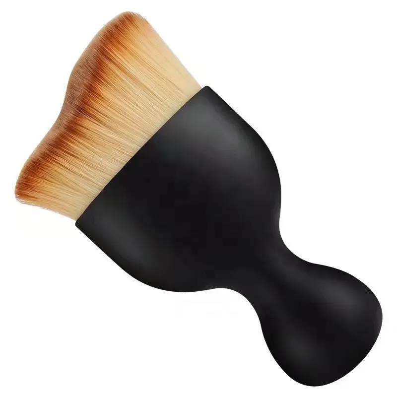 Hot Sale Black Handle Wave Curved Single Makeup Brush Kabuki Body Brush Foundation Brush