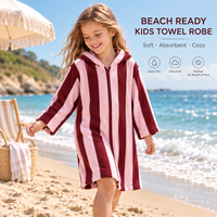 Peignoir à capuche pour enfants en coton biologique personnalisé, à manches longues, pour la plage, la piscine, le bain, OEM ODM