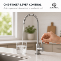 Robinet de cuisine moderne en acier inoxydable à poignée unique, purificateur d'eau RO, montage sur plan, monotrou