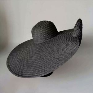 Chapeau de paille vintage haut de gamme écologique à large bord, pliable, pour les vacances à la plage, unisexe pour adultes - Product Image 6