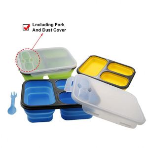 Eco-Friendly Silicone Bento Lunch <b>Box</b> Collapsible and Multi-Use Microwave Dishwasher Freezer Safe Food <b>Container</b> - Product Image 3