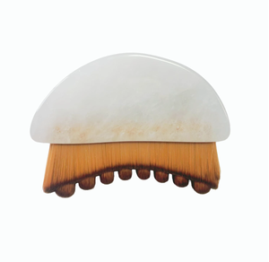 Brosse de massage lymphatique faciale en cristal blanc naturel, brosse Gua Sha pour le lifting du visage, brosse de nettoyage pour resserrer la peau - Product Image 1