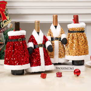 Commerce extérieur transfrontalier Nouvelles décorations <span class=keywords><strong>de</strong></span> Noël <span class=keywords><strong>Robe</strong></span> à paillettes Jupe Couverture <span class=keywords><strong>de</strong></span> bouteille <span class=keywords><strong>de</strong></span> vin pour les décorations rouges <span class=keywords><strong>de</strong></span> restaurant <span class=keywords><strong>de</strong></span> vacances - Product Image 2