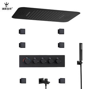 Système de douche thermostatique multifonctionnel de luxe, robinet en acier inoxydable pour la maison, tête de douche en cuivre pour appartements - Product Image 4