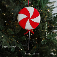Nouvelle décoration suspendue pour arbre de Noël, fenêtre, en forme de sucette en mousse à rayures rouges et blanches, en forme de canne à sucre