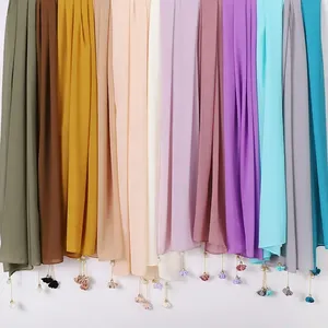 YOMO bufanda al por mayoret mode baru liontin polos Hijab sifon