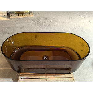 Baignoire autoportante moderne <span class=keywords><strong>en</strong></span> résine bleu royal de luxe, transparente, facile à installer - Product Image 1