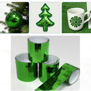 1m Length PET Green Mosaic Self-Adhesive <b>Sticker</b> <b>for</b> Christmas Decoration DIY Disco Ball Handicraft Decor Gifts Art Collage - Product Image 1