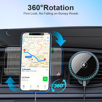 Support de téléphone magnétique flexible pour grille d'aération de voiture avec charge sans fil et support de charge pour voiture compatible avec les téléphones mobiles