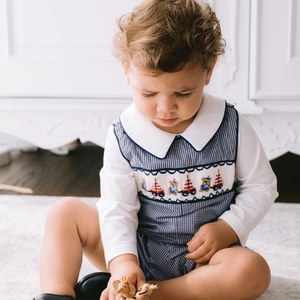 Maglione di quadretti ricamato spagnolo per bambini OEM <span class=keywords><strong>pantaloni</strong></span> con barche da orso tuta da bambino per ragazzi - Product Image 3