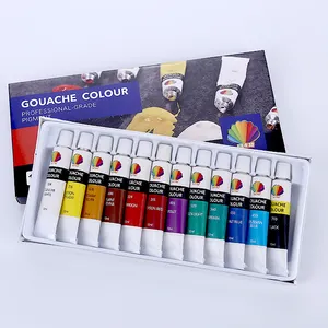 Hoge Kwaliteit 12 kleur 12ml Student-Grade Gouache Pigment artikelnummer: YCTN014