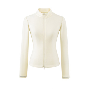 Women's Autumn Thermal <strong>Reflective</strong> Stand Collar Lightweight Seamless Breathable Fleece Hoodie-Regular Fit Layering <strong>Top</strong> - Product Image 4