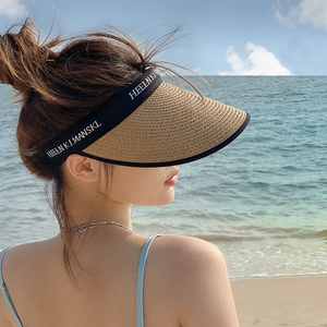 Heeln Kima Nskl Sombrero con visera de paja, color beige, ajustable, de ala ancha, protección solar para mujer, verano, playa, ciclismo - Product Image 2