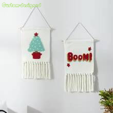 Boho rame colgante de pared tejido a mano tapiz telón de fondo con borlas regalo para sala de estar y decoración del hogar - Product Image 5