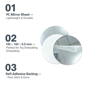 Wholesale Round <b>Self</b> <b>Adhesive</b> PC <b>Mirror</b> Disc 100mm 0.5mm Shatterproof for Kids Sensory Toy DIY Craft Accessories - Product Image 2