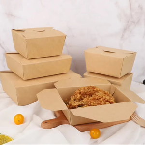 Eco-friendly Kraft Paper Food Box PE Coated Greaseproof Disposable <b>Takeaway</b> <b>Container</b> for Meal Packaging - Product Image 1