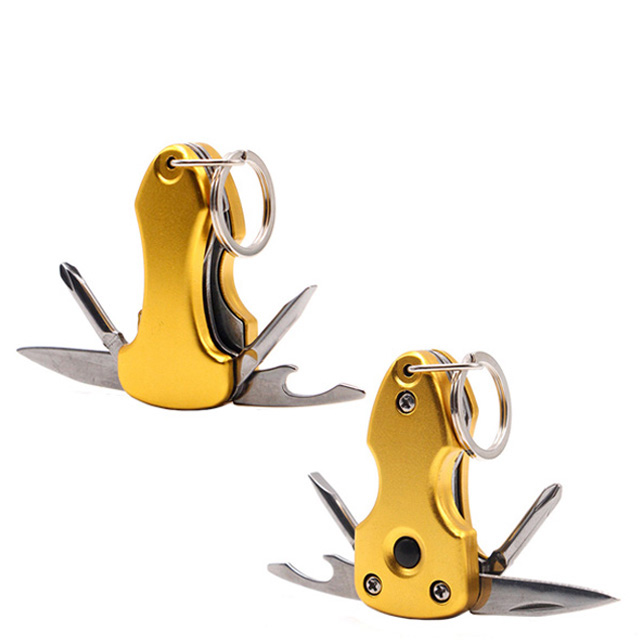 5 in 1 Multi Tool Keychain: Pocket Knife, Mini Screwdriver & LED