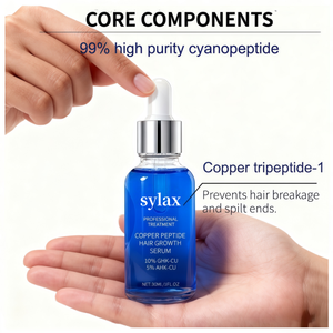 Suero para el Crecimiento del Cabello con Logotipo Personalizado, Orgánico, Previene la Caída del Cabello, 5% Ahk-Cu, Péptido de Cobre Ghk-cu, Biotina, Sylax 30 ml - Product Image 3