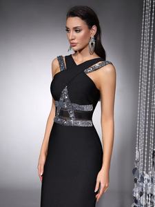 Robe de soirée longue à paillettes et courbes, robe décontractée sexy et luxueuse pour <span class=keywords><strong>femme</strong></span>, fabriquée par un fabricant OEM - Product Image 6