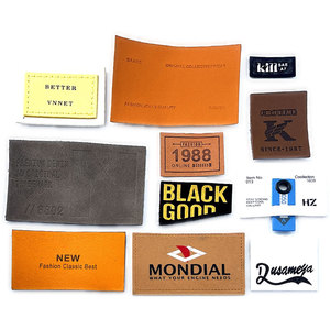 Personalisierte, Quadratische, Leere, Graue Strick-Tracker Baseballkappen-Etikett, Rotes Denim-Leder-Aufnäher-<span class=keywords><strong>Label</strong></span> - Product Image 3