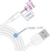 Câble de charge USB vers prise jack 2,5 mm, cordon d'alimentation DC pour appareils de soins personnels, cordon de charge USB portable vers 2,5 mm