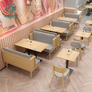 โต๊ะไม้แบบโค้งสี่เหลี่ยมสีฟ้าแบบนอร์ดิกโต๊ะสำหรับคาเฟ่และร้านอาหารพร้อมชุดเก้าอี้โซฟาเฟอร์นิเจอร์ที่นั่ง - Product Image 2