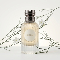 Flacon de parfum en verre transparent de luxe, nouveau design, 100 ml, avec vaporisateur anti-fuite et boîte d'emballage personnalisée