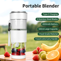 500Ml Upgrade Draagbare Blender 6000mah Sport Sapbeker Oplaadbare Draagbare Blender Bewegingstype USB Mini Fruitpers