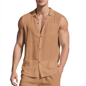 Nouveau T-shirt d'été TUME en lin pour homme, style européen et américain, décontracté, sans manches, séchage rapide, respirant, coupe classique - Product Image 1