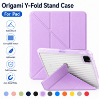 Étui pour iPad à texture ondulée rigide, style origami, pour l'école, le bureau, les affaires, avec coussin d'air antichoc, support portrait