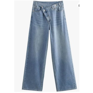 Jeans Anchos de Mezclilla Transpirables de Cintura Baja para Mujer, Estilo Retro, a la Moda, Casuales, de Venta Caliente, Personalizables, OEM - Product Image 1