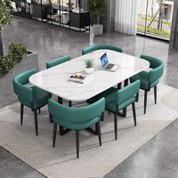 Table à manger minimaliste en marbre pour 6 personnes, ensemble moderne pour restaurant, salle à manger et chaises