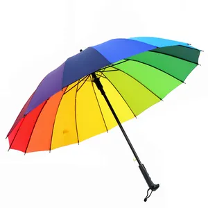 低最小起订量小尺寸16k廉价高尔夫防风直伞带彩虹