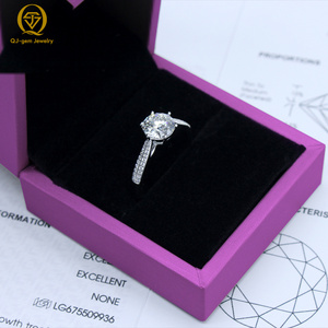 Anillo de Diamantes de Dos Hileras para Mujer, Engaste de Seis Puntas, Oro Blanco de 18K, Diamante Sintético de Alta Claridad con Certificado IGI, Color D - Product Image 4