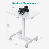 Portable Mobile Roulant Ordinateur Portable PC Table Petit Bureau Debout avec Hauteur Réglable pour Bureau À Domicile ou Poste De Travail De Jeu