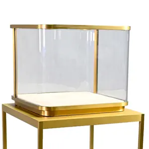 Allpower HIgh End Museum Display Case Hot Bending Tempered Glass Jewelry Display Showcase With German Lehmann Lock