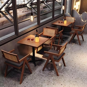 Set di Mobili in Legno per Ristoranti e Bar, Inclusi Tavoli e <span class=keywords><strong>Sedie</strong></span> per Hotel, Salotti, Caffetterie, KTV, Sale <span class=keywords><strong>da</strong></span> Pranzo Musicali e Taverne - Product Image 3