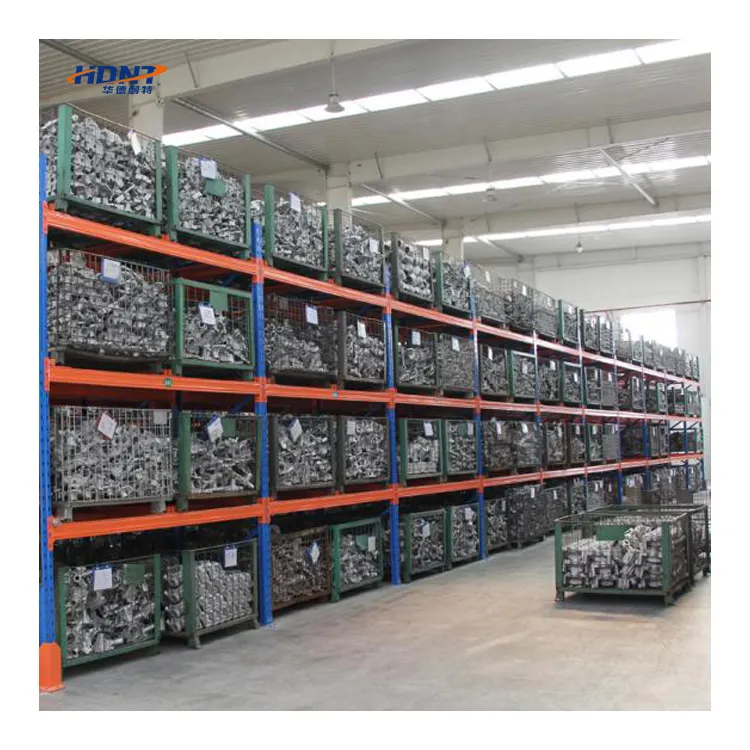 Estantes de almacenamiento de garaje de metal de almacén de Guangdong, gran capacidad de producción, estantes de palés seleccionados de acero azul naranja
