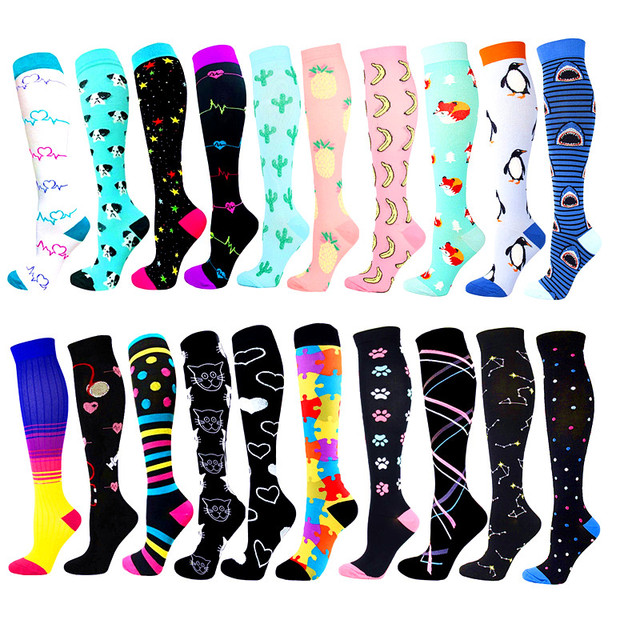 Compression Socks Women Men Outdoor Cycling Long Pressure Stockings Best for Running Athletic Flight Travel Nurses