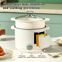 Mini-cuiseur électrique Great Bear durable, antiadhésif, avec couvercle en verre et poignée résistante à la chaleur, idéal pour les dortoirs, les voyages et les appartements