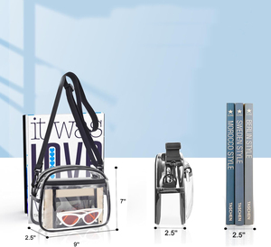 Borsa a tracolla trasparente alla moda approvata per lo stadio con tracolla regolabile, 2 tasche, impermeabile, per uomo <span class=keywords><strong>e</strong></span> donna - Product Image 5