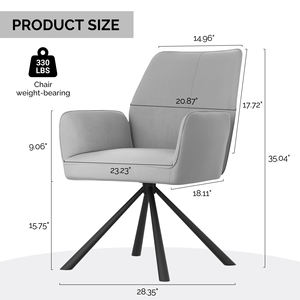 Chaise de salle à manger pivotante en tissu moderne, hauteur réglable, dossier amovible, siège en éponge souple pour la maison, le bureau, la cave à vin, l'atelier - Product Image 4