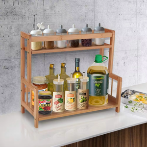Support d'angle en <span class=keywords><strong>bambou</strong></span> à 3 niveaux pour l'organisation des épices et des condiments de cuisine – Rangement et étagères - Product Image 6