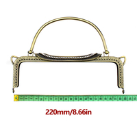 Cadre en métal vintage rectangulaire de 22 cm avec poignée pour sacs à main pour femmes, cadre de sac à main, fermoir de sac, accessoires de couture pour sac à main DIY