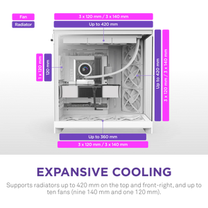 2025 nouveau boîtier PC NZ/<span class=keywords><strong>XT</strong></span> H9 Flow noir blanc mi-tour ATX verre de jeu avec 4 ventilateurs préinstallés pour PC de bureau de jeu bricolage - Product Image 6